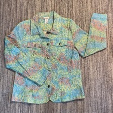 Vintage Y2K Units Womans Denim Jacket Sz Large Floral Embroidered Retro Artsy
