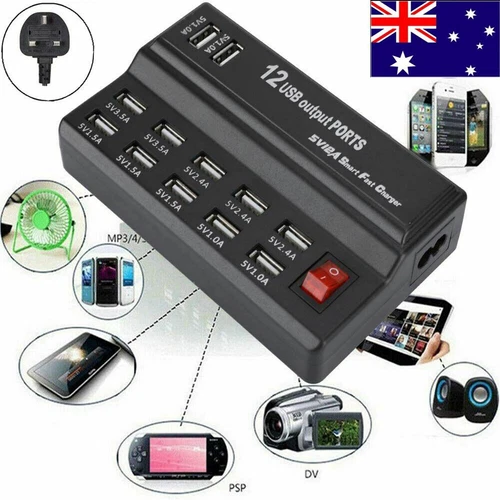 12 Port USB Type C Hub Charging Station Phone Charger Multi Dock Charger Adapter - Picture 2 of 14