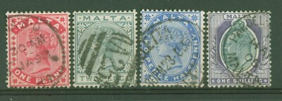 MALTA 1885/1904 4 FRANCOBOLLI REGINA USATI (U)
