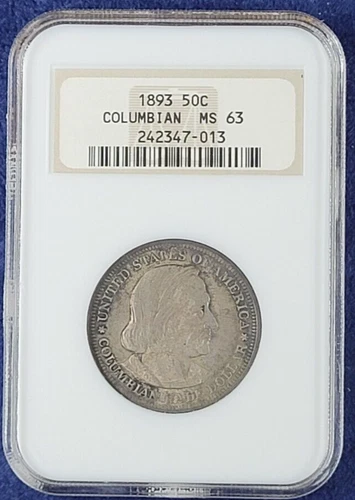 1893 50C Columbian Exposition Commemorative Half Dollar NGC MS63  High Grade