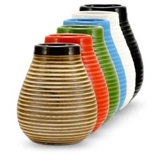 Matetee Becher│Ton Kalebasse│Yerba Mate tee Trinkbecher | 6 Farben zur Auswahl