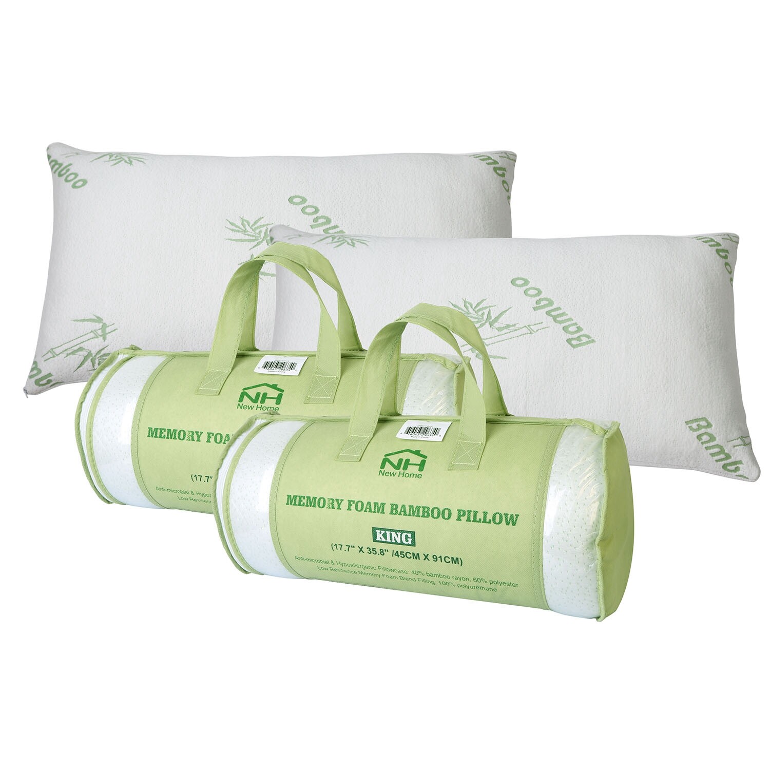 2 Pack King Queen Size Memory Foam Pillows Cooling Bed Pillow