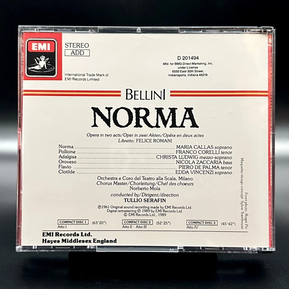 Bellini NORMA Serafin Callas Corelli Ludwig [EMI/BMG 3 CD Box Set] NEAR MINT - Image 2 of 3