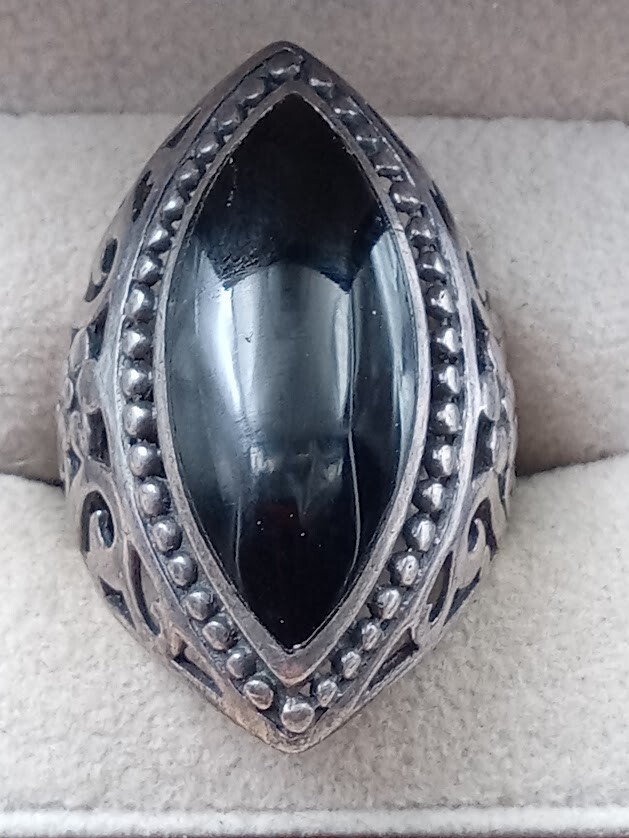 Ornate setting Sterling Silver Ring Marquise Styl… - image 9