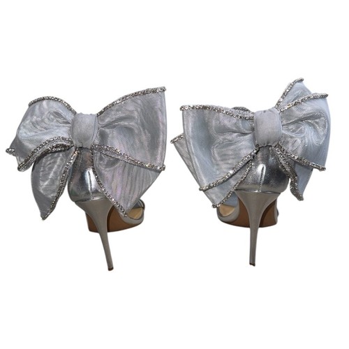 Women's Steve Madden Silver Benni-R Stiletto Heels with Bow Size 7.5 - Picture 4 of 8