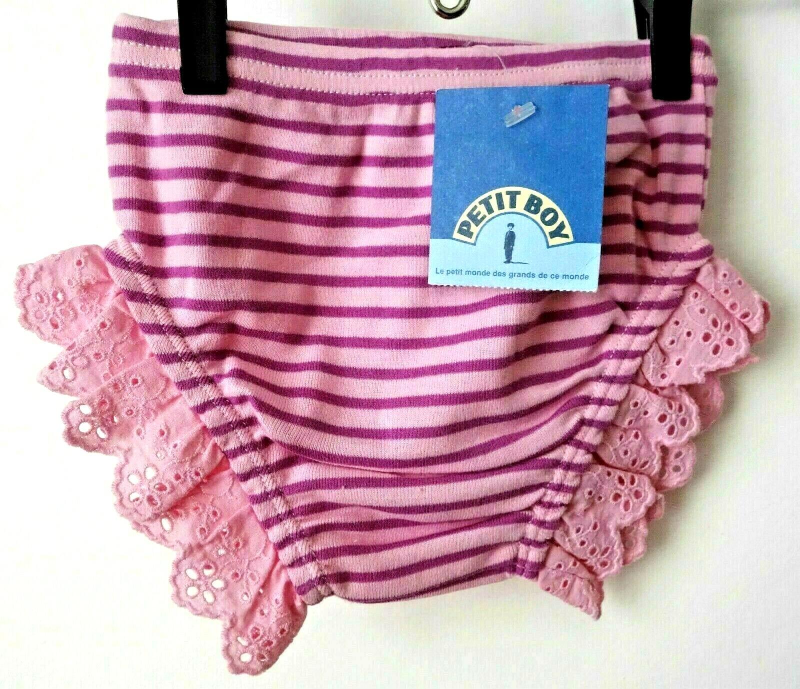 BLOOMER coton dentelle rose bébé fille 3 mois NEUVE étiquette marque PETIT BOY!