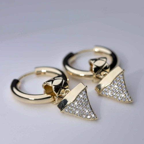 Gold gf made with SWAROVSKI crystal Soft serve ice cream funky triangle earrings