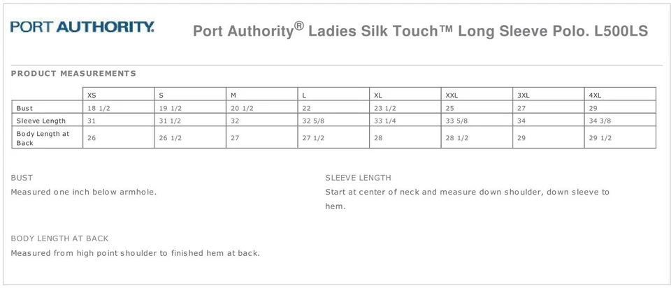 Port Authority Womens Long Sleeve Polo Shirt 3-button reverse placket L500LS - Image 3 of 3