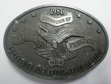 1986 National Rifle Association NRA Defenders of Freedom Belt Buckle