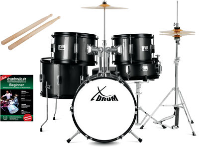 XDrum 16'' Kinder Schlagzeug Beginner Drum Set Trommel Becken Sticks Schwarz