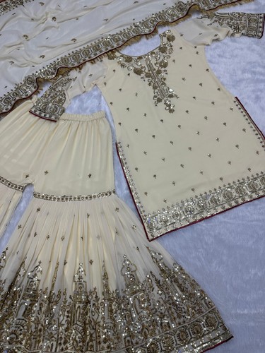 SALWAR KAMEEZ INDIO PAQUISTANÍ BODA FIESTA ROPA BOLLYWOOD SHARARA TRAJE GHARARA - Imagen 3 de 10