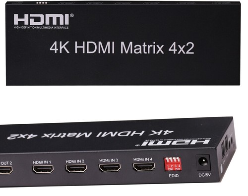 3D 4K 1080p EDID PC To TV HDMI Matrix 4x2 Switch Splitter Converter 4 In 2 Out - Picture 7 of 12