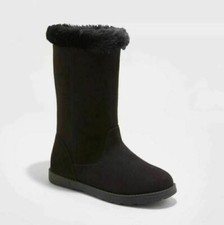 Cat Jack Girls' Kameryn Faux Fur Shearling Boots Black sizes 13, 1, or 4 New