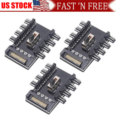 USA 3X Splitter Cooling Fan Hub PC SATA 1 to 8 3Pin 12V Power Socket PCB Adapter