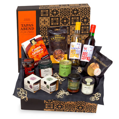 Ein Tapas-Abend für Zwei - Delikatessen-Präsentkorb Geschenk für Genießer