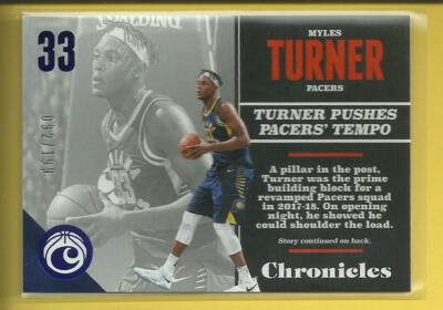 Myles Turner 2018-19 Chronicles BLUE Card 80 #'d / 199 Indiana Pacers NBA