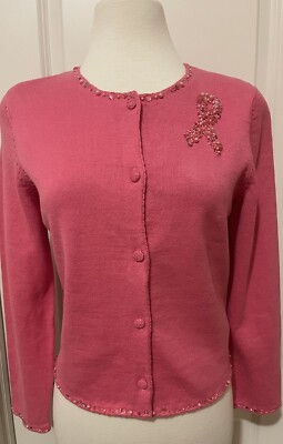 Michael Simon Event Breast Cancer Support Pink Cardigan/Sweater~ Sz-S~