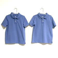 2 Oshkosh Size 6 Boys Shirts Short Sleeve Blue Uniform School Cotton Polyester