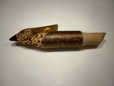 Vintage Hand Carved Wood Bird Whistle with Movable Mouth INTERLAKEN 7" X 1.5"