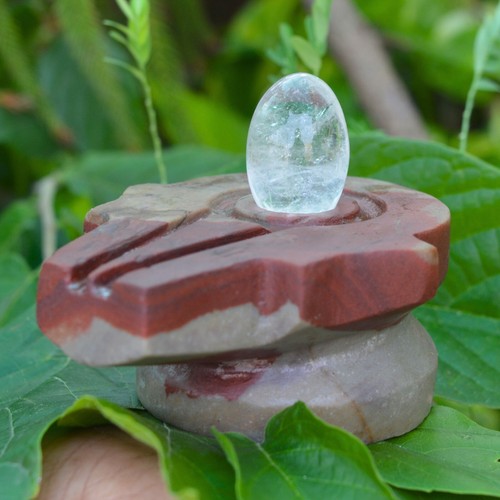 1.25"Inch Lingam ; Clear Crystal Stone With 3.25"Inch Jaladhari Yoni Base-I-9017 - Picture 6 of 9