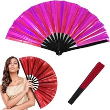 1pcs Large Folding Hand Fan Exquisite Handheld Fan Party Reflective Hand Fan