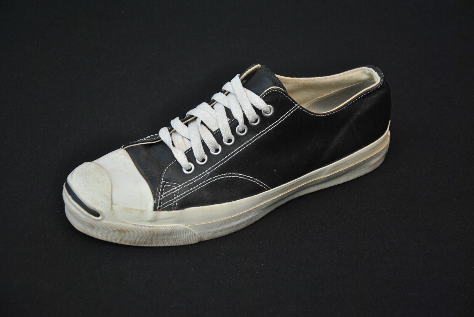 VTG Converse Jack Purcell Black Leather Shoes Men's 8.5 Made in USA 7622S