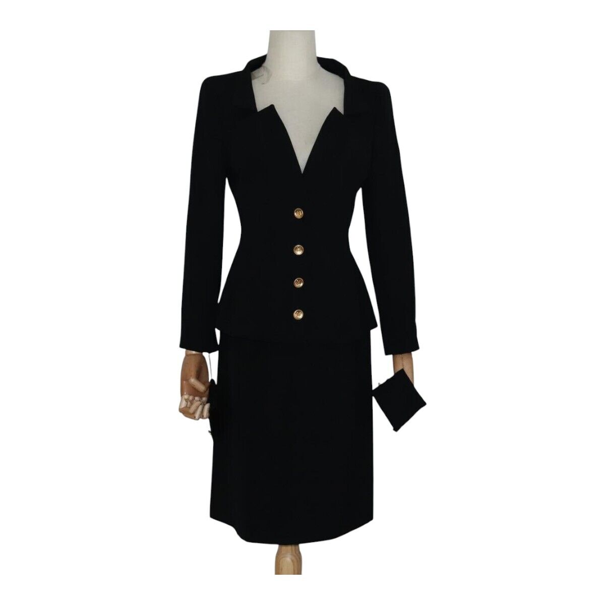 CHANEL Jacket & Skirt Setup Jacket Wool 38 Black CC Auth CHANEL Jacket & Skirt Setup Jacket Wool 38 Black CC Auth