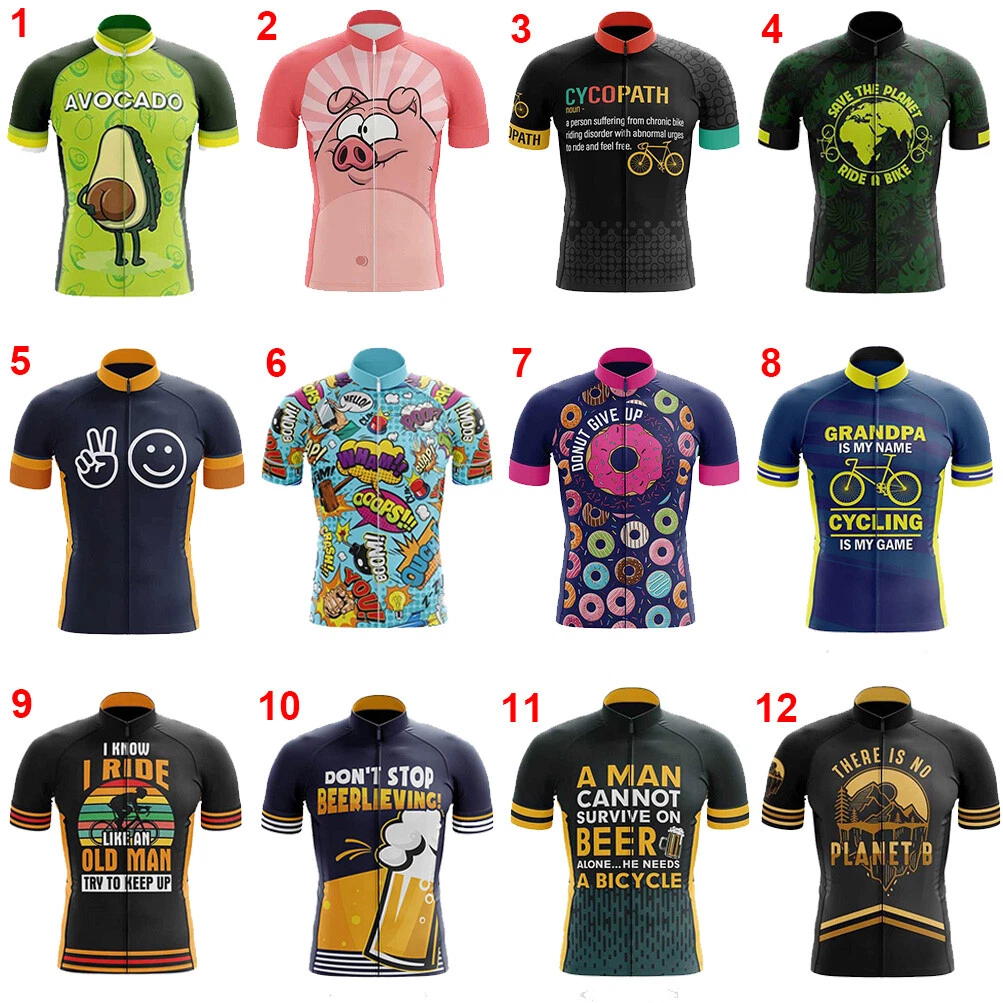 Men s Funny Cycling Jersey Cartoon Bike Clothes Bicycle Jersey Shirt Biking Top