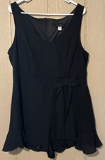 B. Smart Ladies Jumpsuit Shorts Size 16 Black With Bow In Front