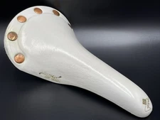 Vintage 1987 Selle San Marco Regal Girardi White Leather Saddle Aluminum Rail