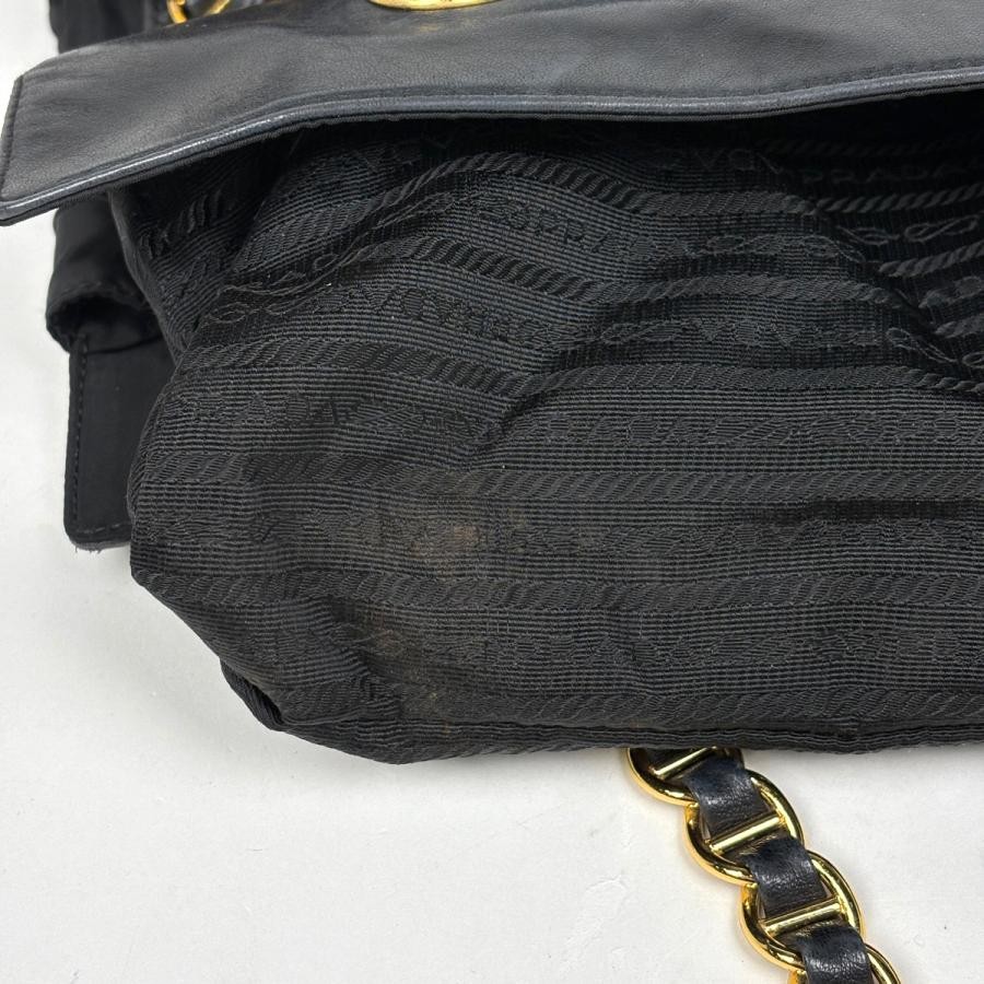 PRADA Chain Tote Bag Nylon Black 32cm #BS1939 thumbnail 8
