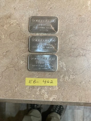 3  ENGELHARD 1 OZ. .999 FINE SILVER BARS
