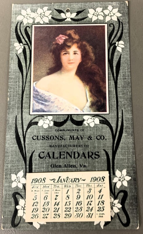 M073    ADVERTISING CALENDARS,   1908    GLEN ALLEM, VA.