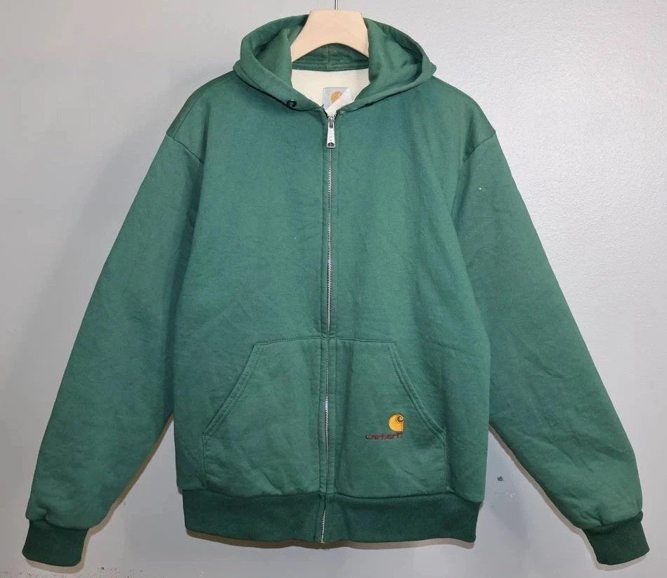 Vintage Carhartt Thermal Lined Zip Hoodie XL Green Workwear Waffle Lined Olive
