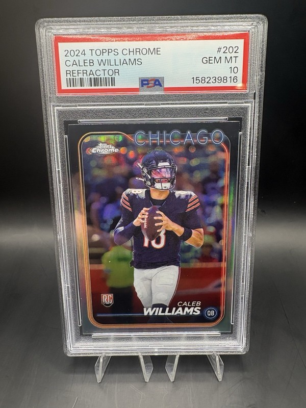 Topps 2024 Chrome Rookies Caleb Williams Chicago Bears #202 Refractor RC PSA 10