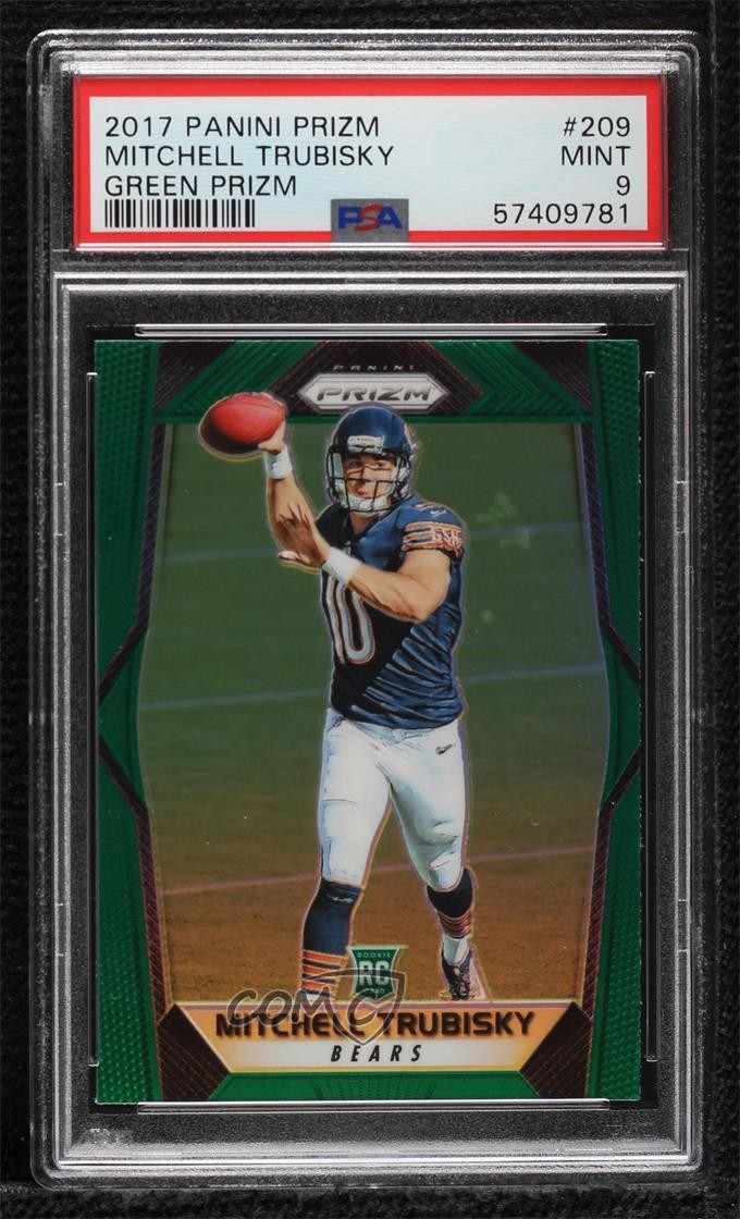 2017 Panini Prizm Rookies Green Prizm Mitchell Trubisky #209 PSA 9 MINT 1by