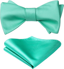 Bow Ties for Men Solid Color Self Tie Bow Tie Pocket Square Set Classic Formal S