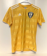 Adidas Youth Large L 12-14 Football Soccer Shirt Jersey Bright Yellow White WSC