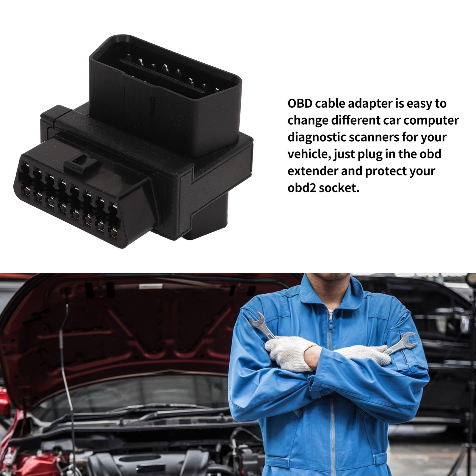 ↑OBD Splitter Connector 16 Pin OBD2 Adapter 16 Pin Male To 2 Female