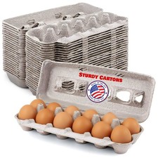 MT Products Blank Natural Pulp Egg Cartons  Holds 12 Eggs - Pack of 250