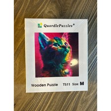 QuordlePuzzles Wooden Puzzle Rainbow Cat Medium New T511 Colorful Kitten sealed