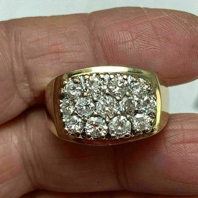 4Ct Round Cluster Diamond Men's Pinky Engagement Ring 14k Yellow Gold Finish