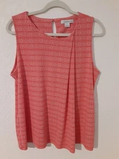 Liz Claiborne Liz Wear Women's Tank Top Sleeveless Orange White Size L
