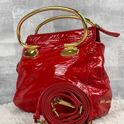 Miu Miu 2way Handbag Shoulder Bag Red Patent Leather 186