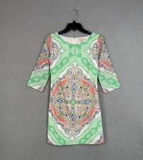 Banana Republic Dress Womens 0 Colorful Paisley 3/4 Sleeve Shift Mini Light