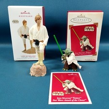 2 OPEN BOX Hallmark Keepsake Star Wars Ornaments 2019 Luke Skywalker   2003 Yoda