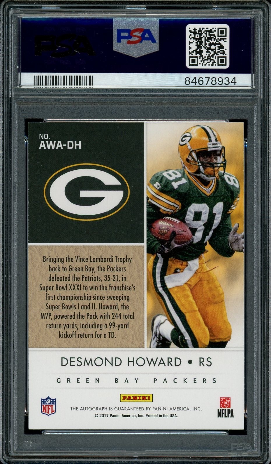 2017 Panini Illusions - Desmond Howard Award Winners Auto - PSA 10 - POP 1 view 2