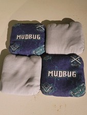 Mudbug Cornhole Bags Set of 4 Gray Blue Bean Bags Bag Toss Game Accessory