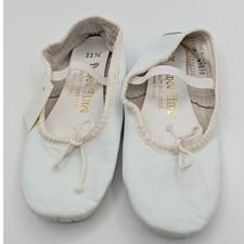 Dance Time White Leather Split Sole Ballet Slippers 45810 Made in USA 11.5M