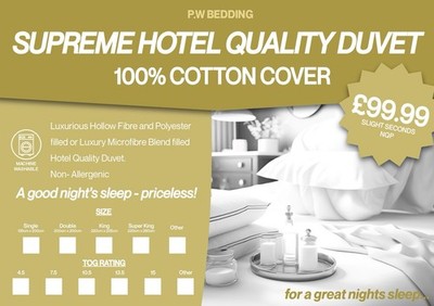 10,5 TOG SUPER KING SIZE LUXUS HOTEL BETTDECKE KNACKIGER BAUMWOLLBEZUG 75 % RABATT UVP N22